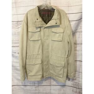 Robert Graham Men’s Faux Suede Utility Jacket | Tan Beige | Size XXL